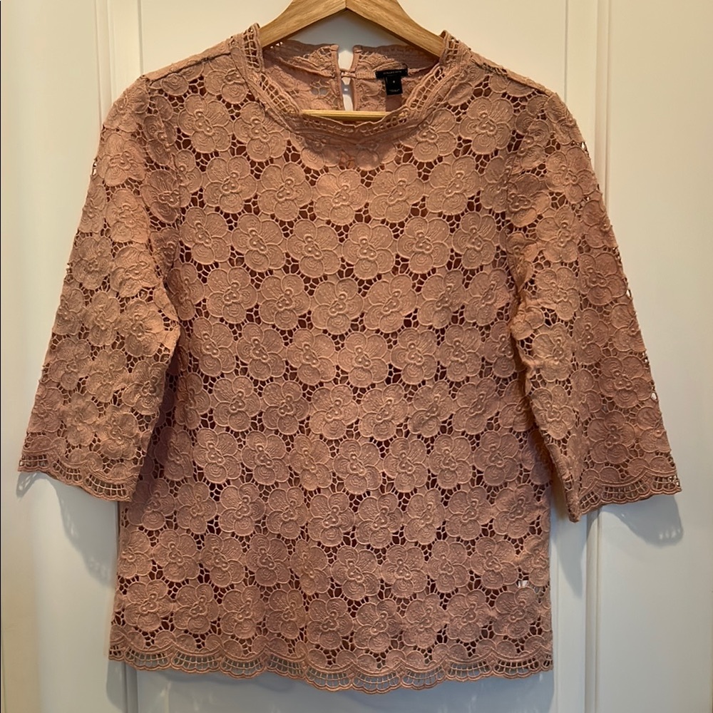 JCrew Collection Lace Floral Top in Pink